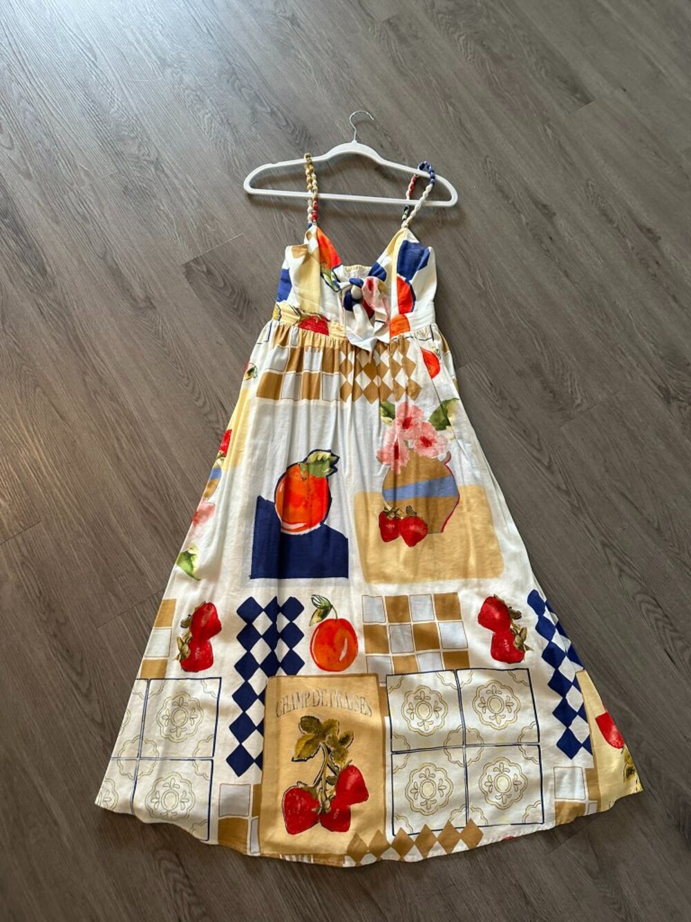 Midi / Maxi Spaghetti Strap Bow Dress - Floral / Fruit Caroline Constas New York